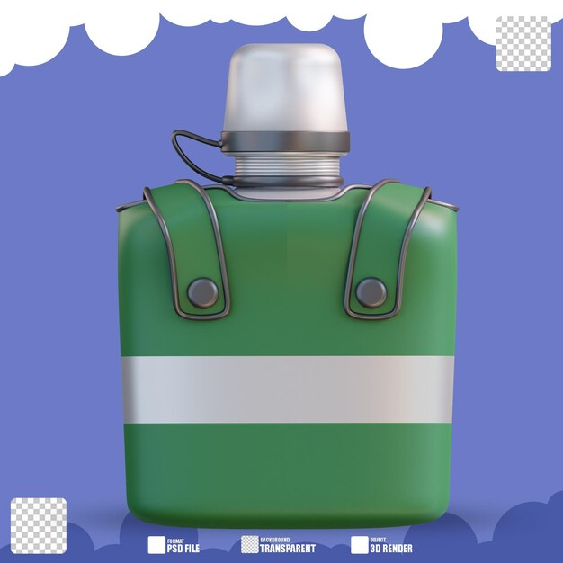 3D-Illustration der Camping-Wasserflasche 3