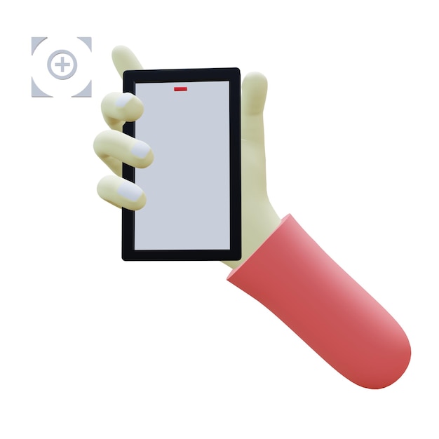 3D-Illustration der Fingerbewegung der Klickkamera mit durchsichtigem Hintergrund