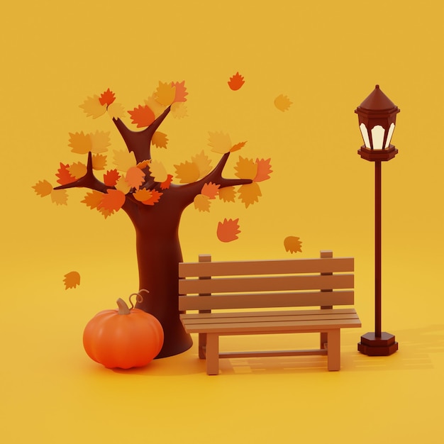 PSD 3d-illustration der herbstlandschaft