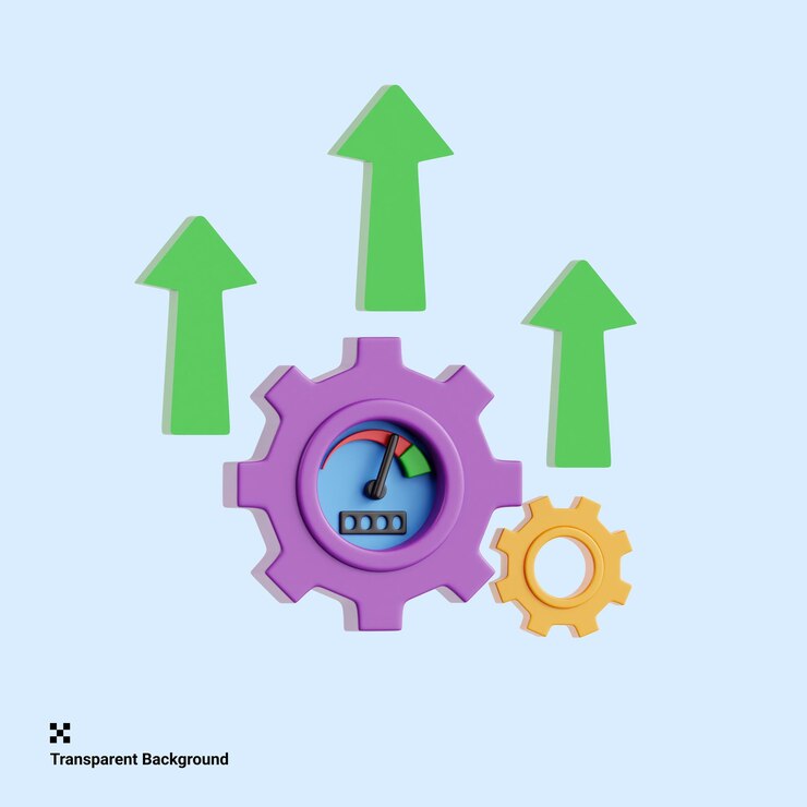 PSD 3d-illustration der optimalen effizienz im geschäftsbetrieb