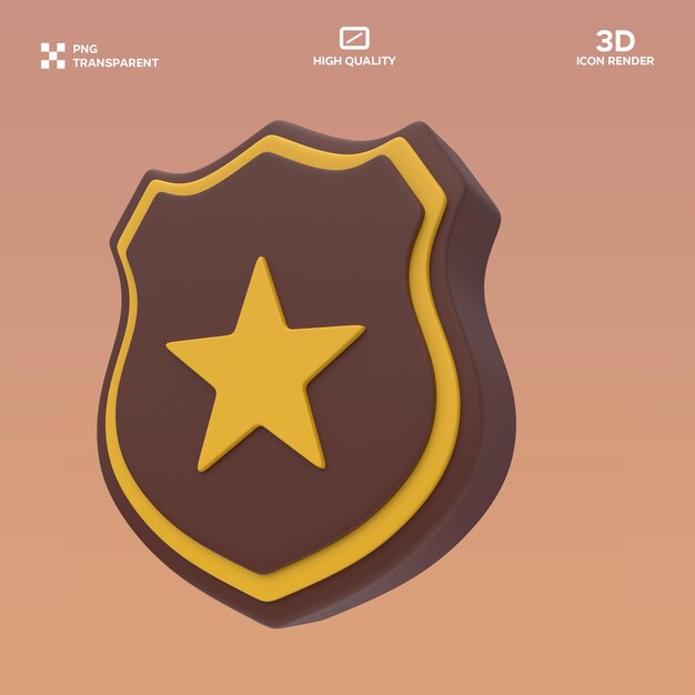 3D-Illustration der Polizeiabzeichen der PSD