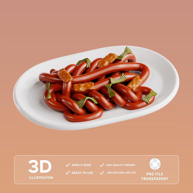 3D-Illustration der PSD Longevity-Nudeln