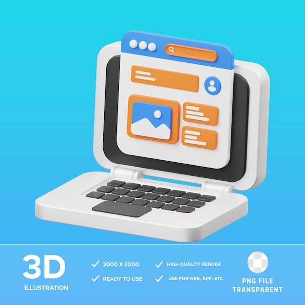 3D-Illustration der PSD-Webseite