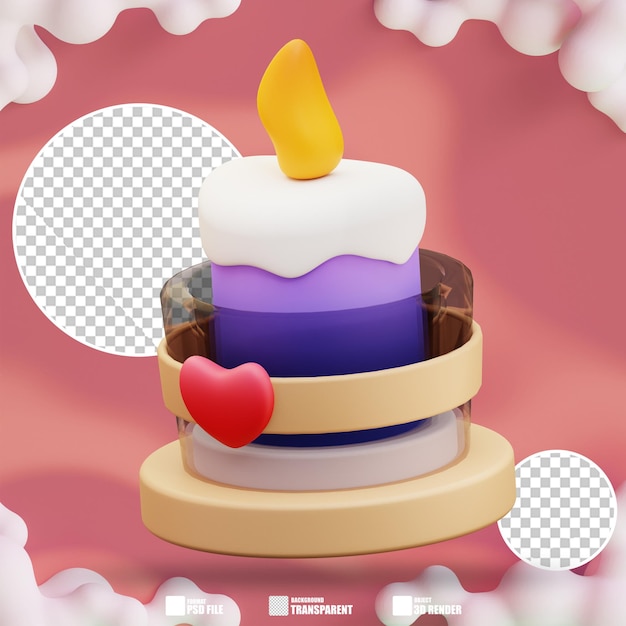 3D-Illustration der romantischen Liebeskerze 3