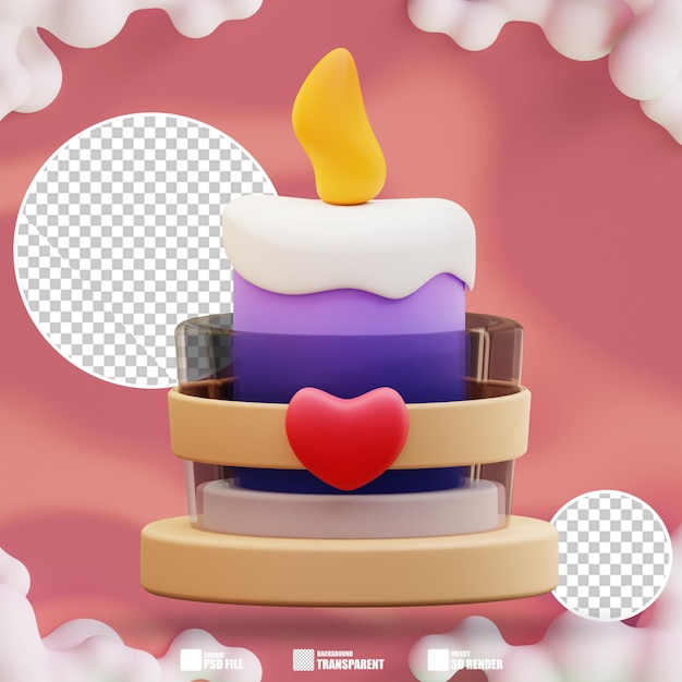 3D-Illustration der romantischen Liebeskerze 4