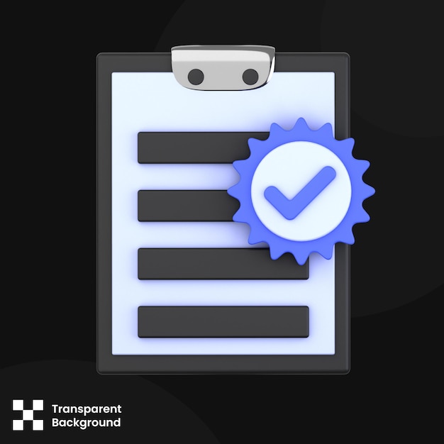 3D-Illustration der verifizierten Aufgabe Verifizierung 3D-Icon-Konzept 3D-Rendering