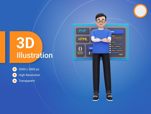 3d-illustration der webentwicklung