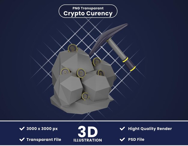 PSD 3d-illustration des bitcoin-minings