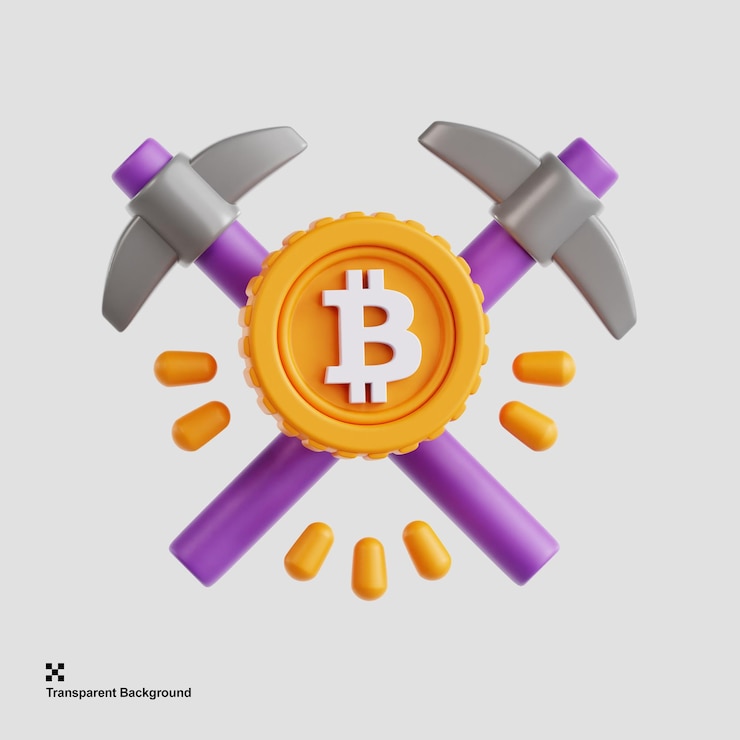 PSD 3d-illustration des bitcoin-minings