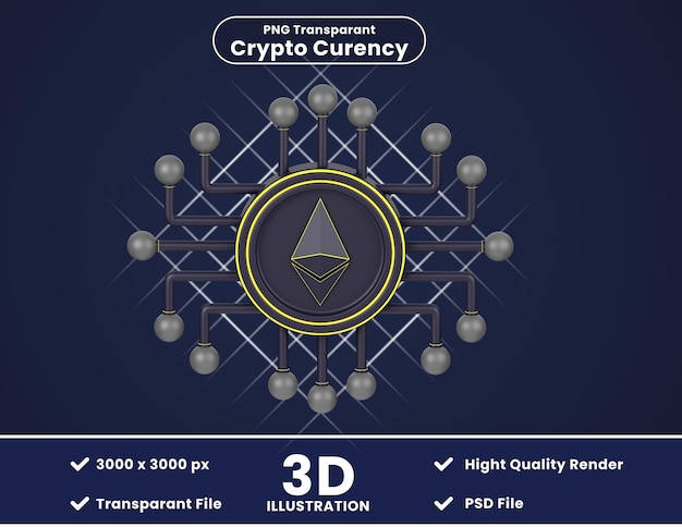 PSD 3d-illustration des ethereum-netzwerks