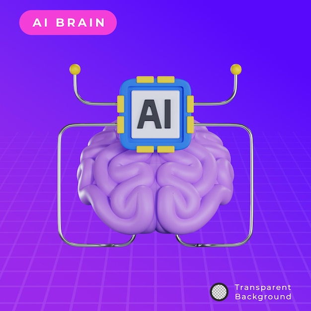 3D-Illustration des Gehirns künstlicher Intelligenz