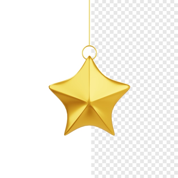 3D-Illustration des Goldstar-Dekorationselements