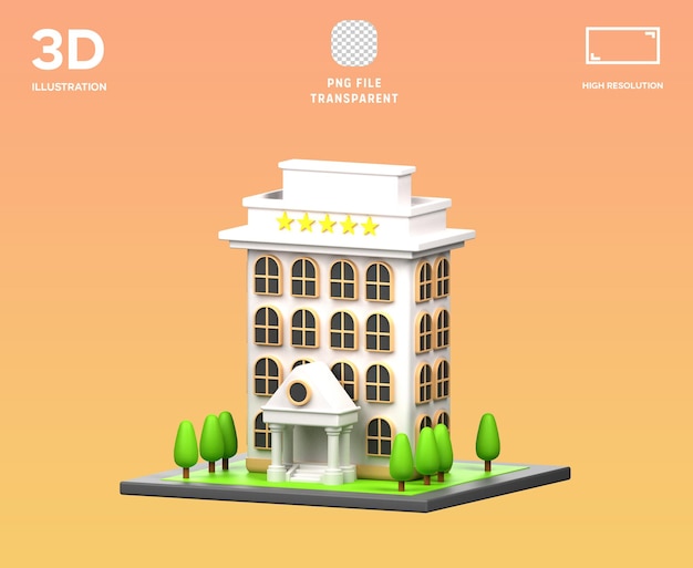 3D-Illustration des Hotels