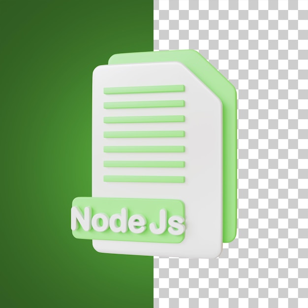 3D-Illustration des Node Js-Dokumentdateiformats