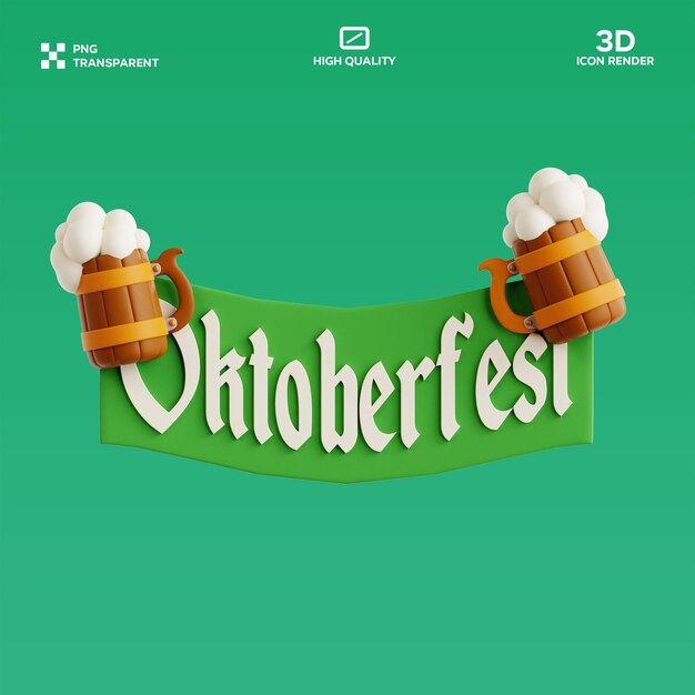 3D-Illustration des Oktoberfest-Banners von PSD