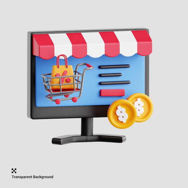 3D-Illustration des Online-Shoppings am Cyber Monday
