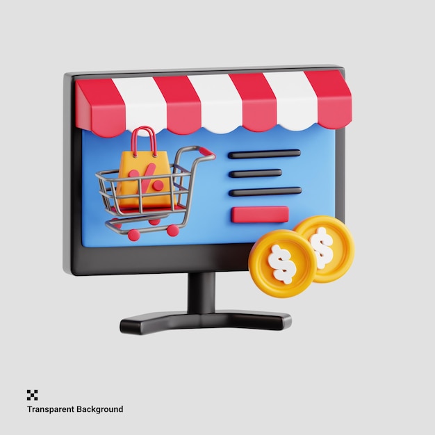 3d-illustration des online-shoppings am cyber monday