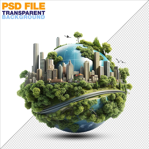 PSD 3d-illustration des planeten erde mit umweltschutz