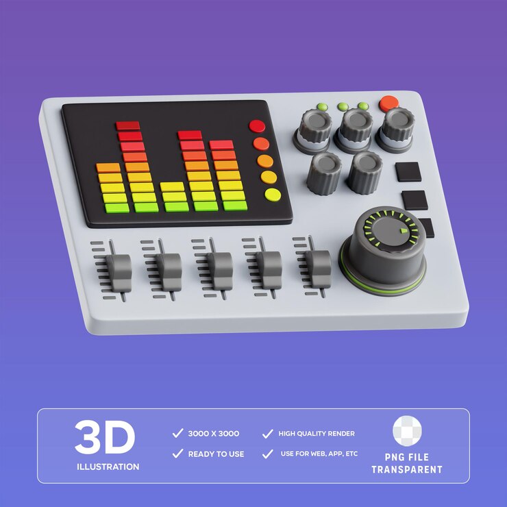 PSD 3d-illustration des psd-audio-mixers