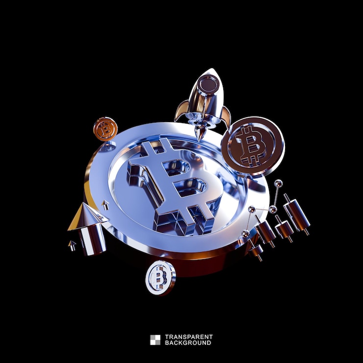 PSD 3d-illustration des psd-bitcoin-launches