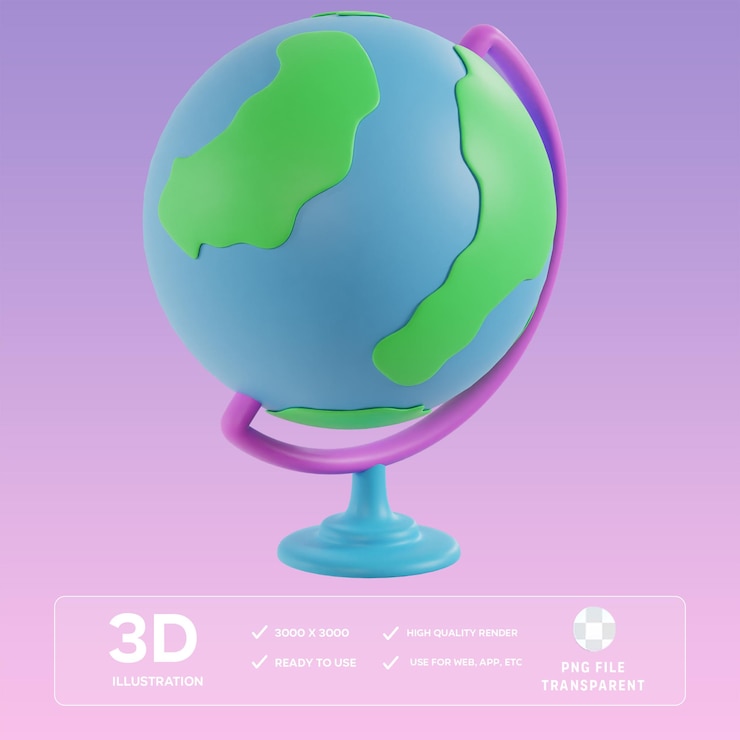 PSD 3d-illustration des psd-globus auf der rechten seite