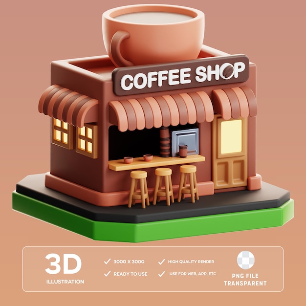 3D-Illustration des PSD-Kaffeehauses