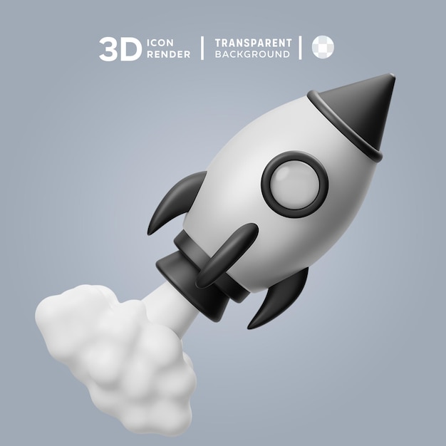 PSD 3d-illustration des psd-raketenstarts