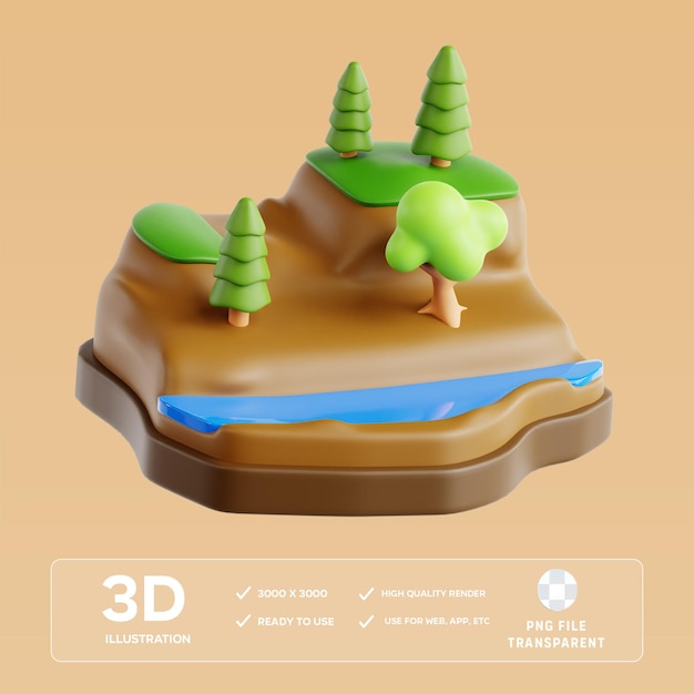 3D-Illustration des PSD-Terrens