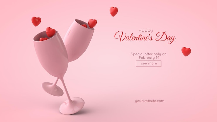 3d Illustration des Valentinstag-Postkarten-Modells