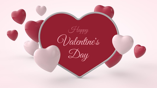 3D-Illustration des Valentinstag-Postkartenmodells