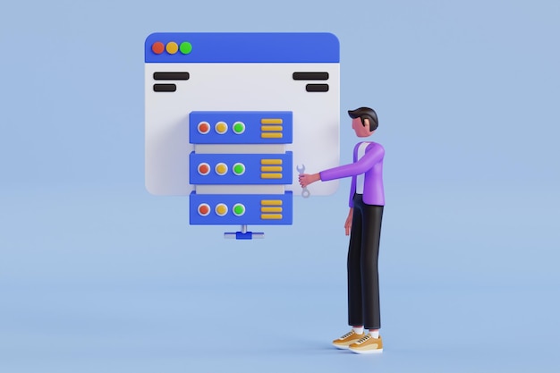 3D-Illustration des Website-Hosting-Dienstes