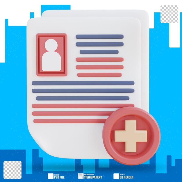 3d illustration du document patient santé 2