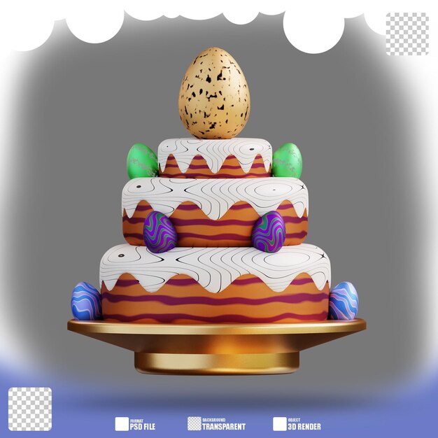 3d Illustration Du Gâteau Aux Oeufs De Pâques 3