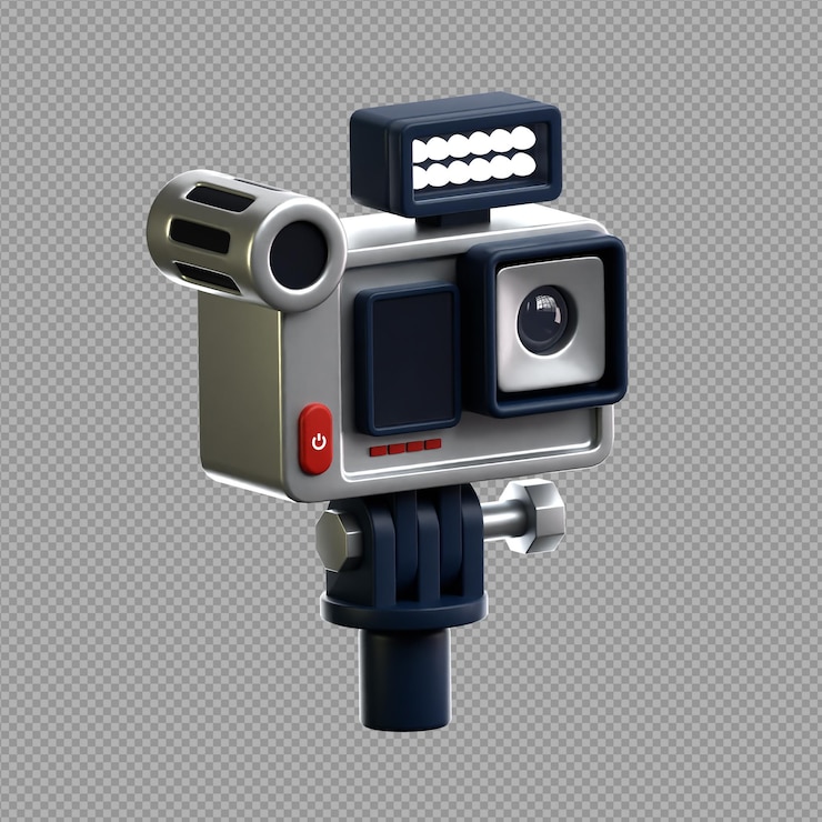 PSD 3d-illustration einer dashkamera oder videokamera mit klarem hintergrund, die im auto oder zum aufnehmen von videos verwendet wird