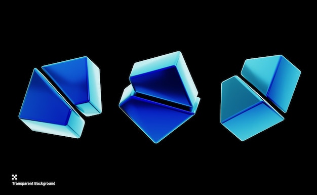 3D-Illustration einer geometrischen Y2K-Form mit einer Dreiecksform