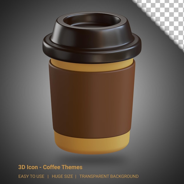 3D-Illustration einer heißen Kaffeetasse mit transparentem Hintergrund