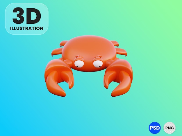 PSD 3d-illustration einer krabbe