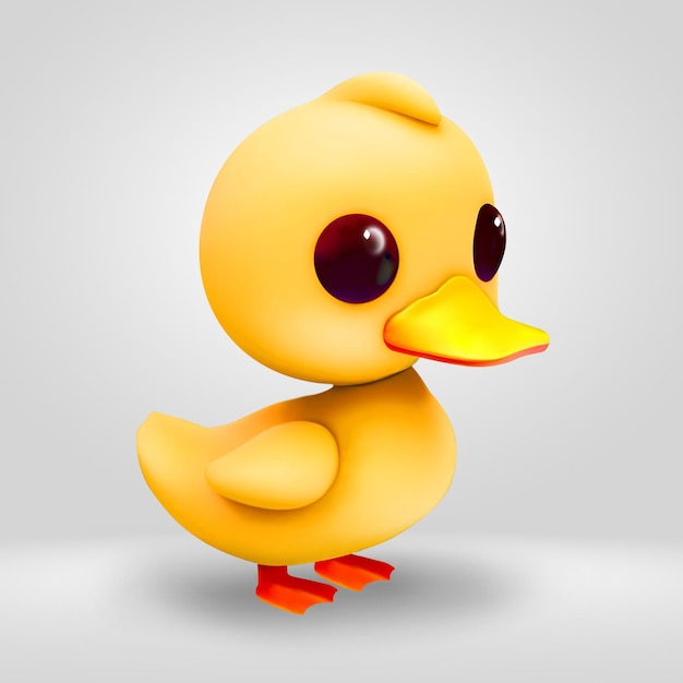 3D-Illustration einer niedlichen gelben Ente oder Entenküken