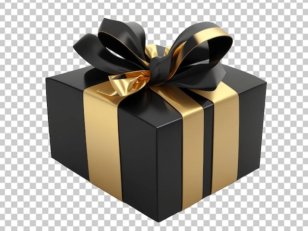 3D-Illustration einer schwarzen Geschenkkiste mit goldenem Band
