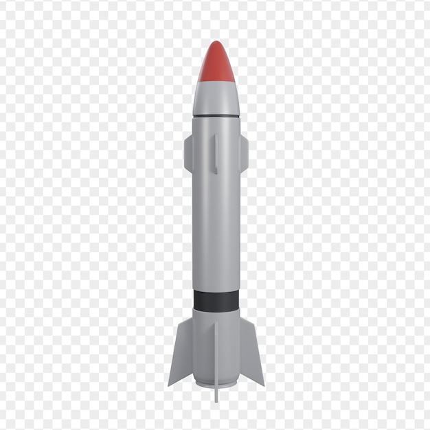 3D-Illustration einer taktischen ballistischen Rakete für strategischen militärischen Gebrauch