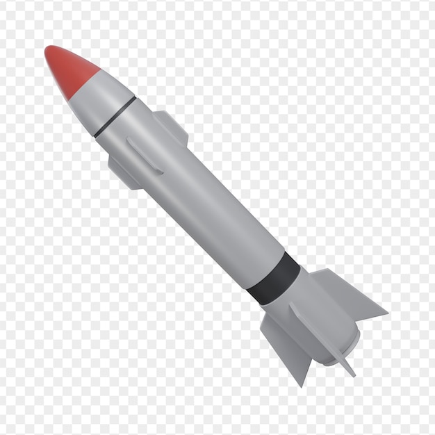 3D-Illustration einer taktischen ballistischen Rakete für strategischen militärischen Gebrauch