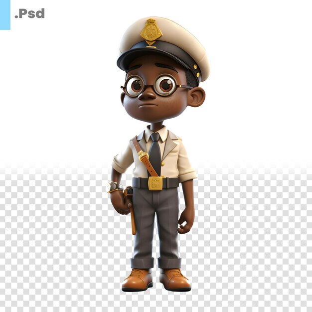 PSD 3d-illustration eines afroamerikanischen jungen mit einer psd-vorlage für einen pilotenhut