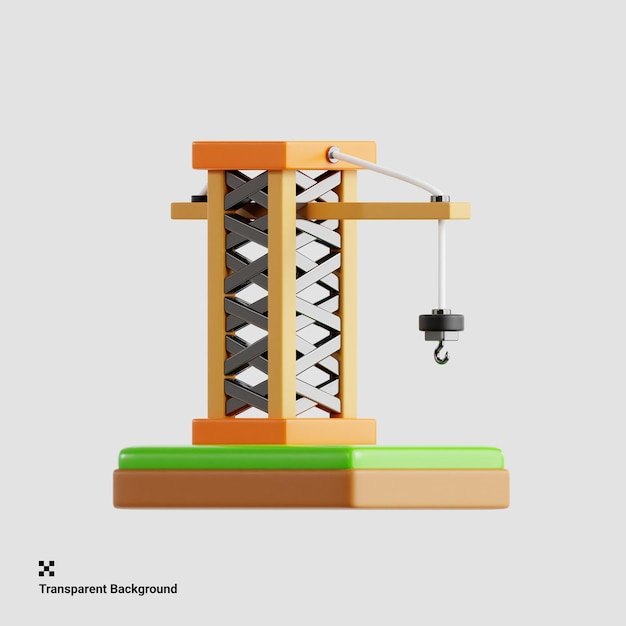 PSD 3d-illustration eines baukrans am stadtentwicklungsstandort