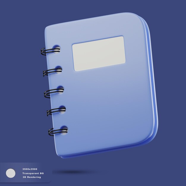 3D-Illustration eines blauen Notebook-Schul-Symbols