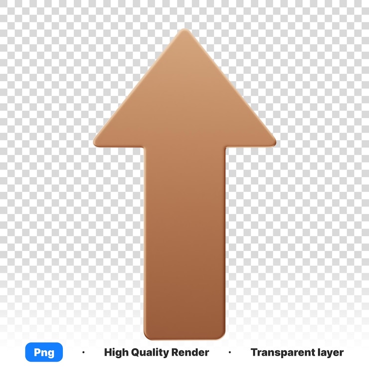 PSD 3d-illustration eines braunen und schwarzen pfeilzeichens, das auf eine richtung auf durchsichtigem hintergrund zeigt