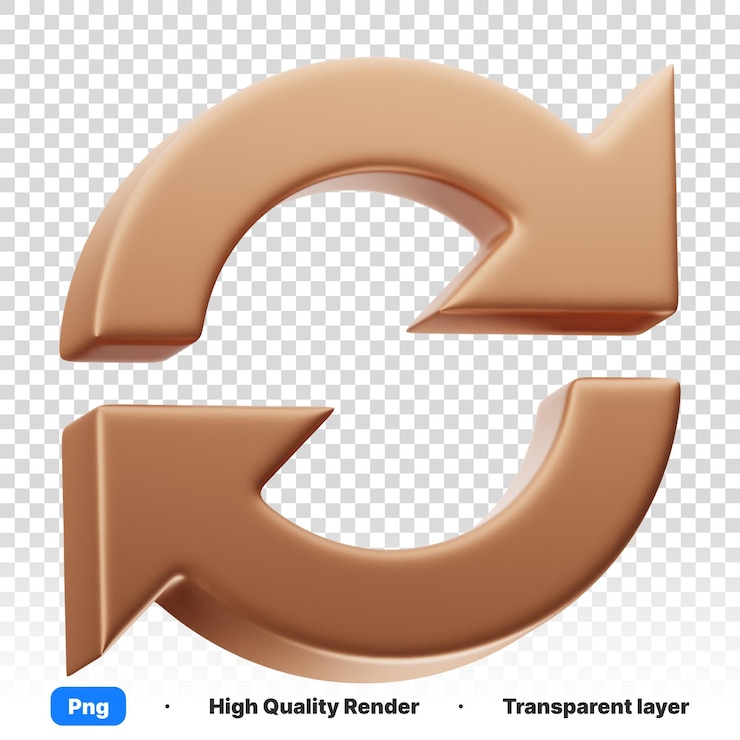 PSD 3d-illustration eines braunen und schwarzen pfeilzeichens, das auf eine richtung auf durchsichtigem hintergrund zeigt