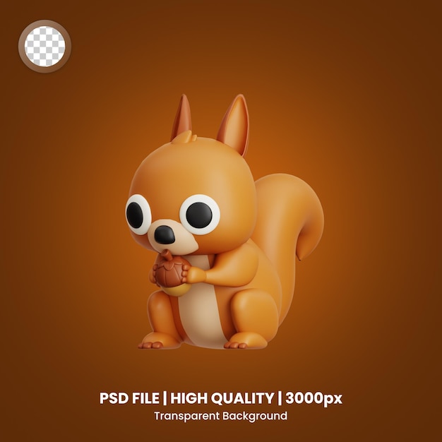 3D-Illustration eines Eichhörnchencharakters