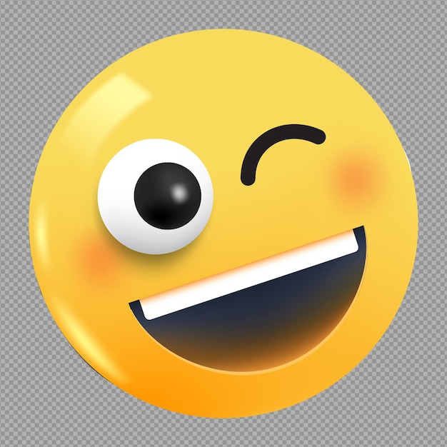 3D-Illustration eines Emojis mit einem lächelnden Gesicht im transparenten Hintergrund