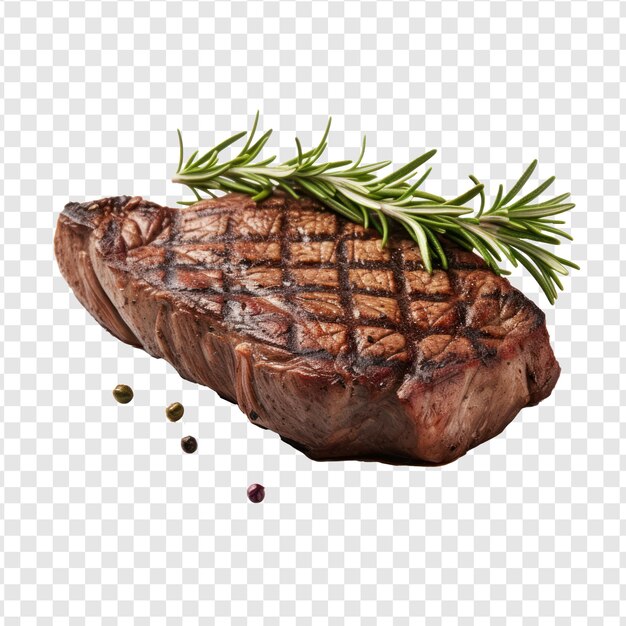 PSD 3d-illustration eines saftigen gegrillten steaks, das auf einem durchsichtigen psd-hintergrund gekocht wird