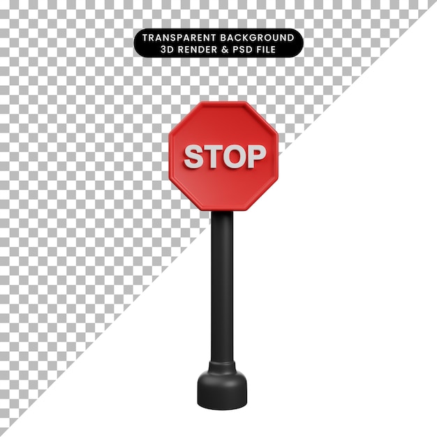 3D-Illustration eines Straßenblocks 3D-Rendering-Symbol Stoppsymbol